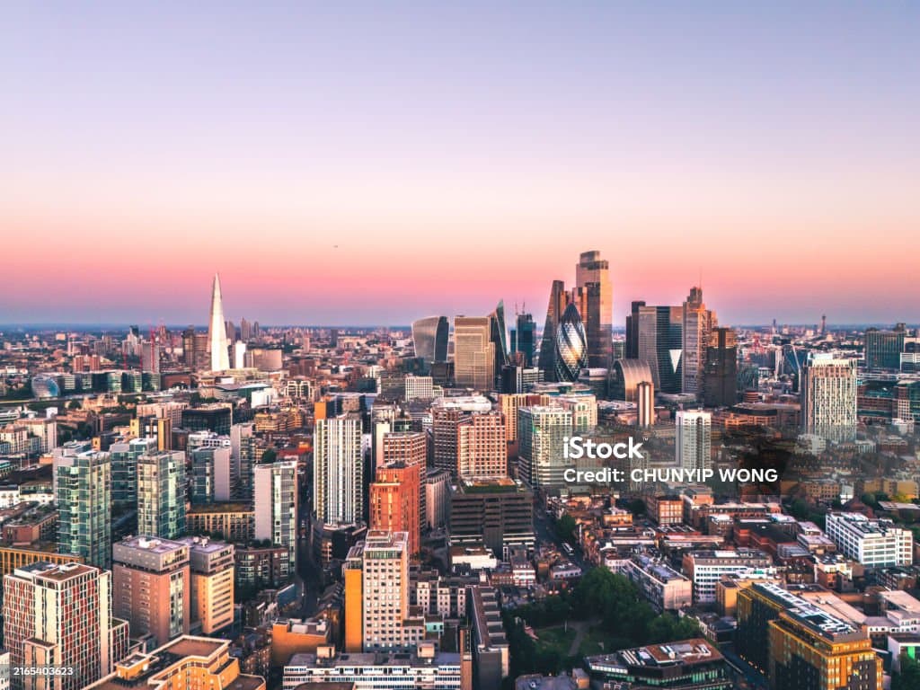 Mountains and forests with two cabins
